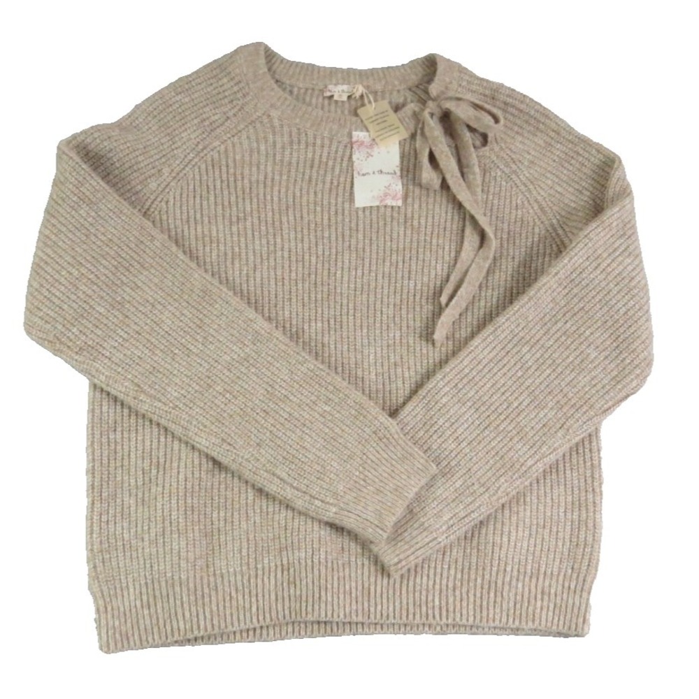 New With‎ Tag Hem & Thread Wool Blend Fuzzy Cable Knit Women's Sweater Size Med